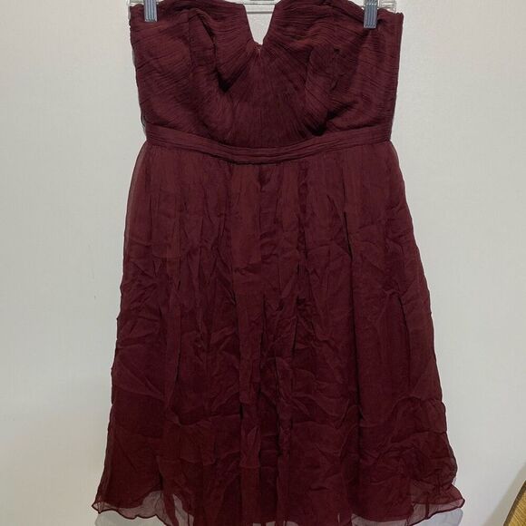 J. Crew Women's Burgundy Nadia Strapless Chiffon Bridesmaid Fit & Flare Dress 6 - Picture 1 of 7